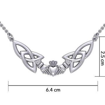 I give you my lasting love ~ Celtic Knotwork Claddagh Sterling Silver Necklace TN093 - Jewelry
